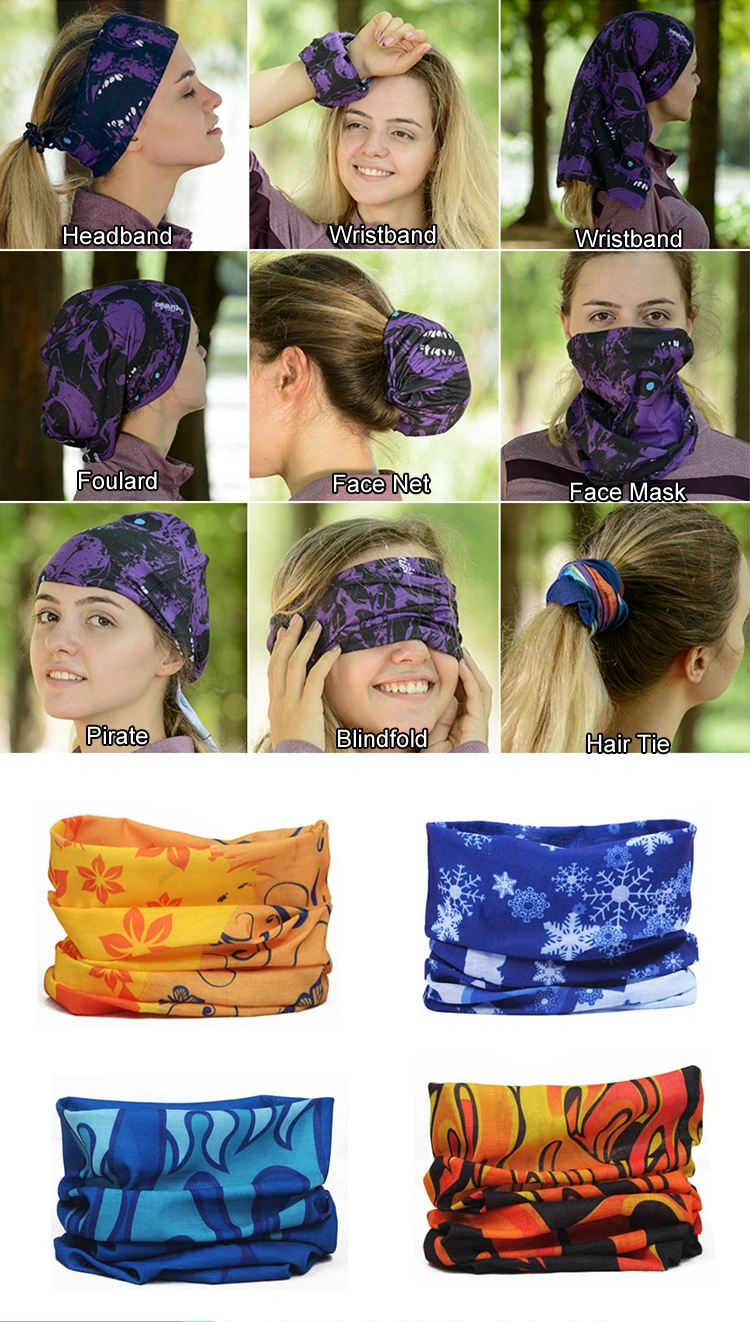 Cheap Wholesale Custom Fashion Sport Printing Silk Cooling Seamless Magic Tube Scarf Printed Head Elastic Collar Neck Polyester Bandana Multifunctional Headwear