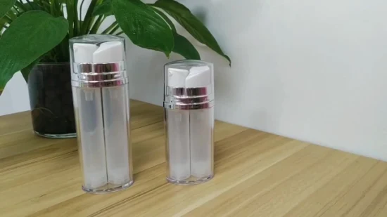 Bottiglia di siero a doppio tubo dorato da 50 ml Bottiglia di lozione a doppia parete Bottiglia di plastica Confezione cosmetica per la cura personale della pelle